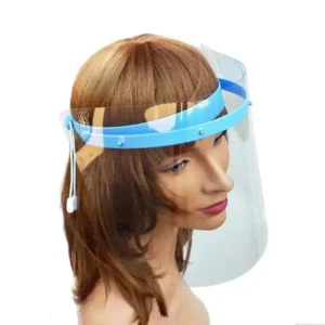 demonstrative photo of a lowered protective visor worn by a mannequin