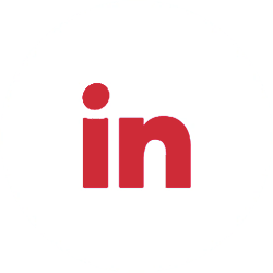 logo rosso di Linkedin su sfondo bianco